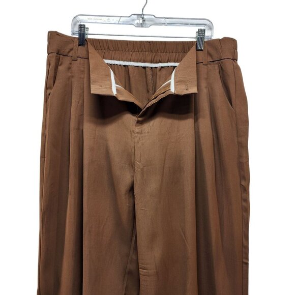 Wide-Leg Brown Womens Dress Pants Size 2XL - Picture 5 of 9